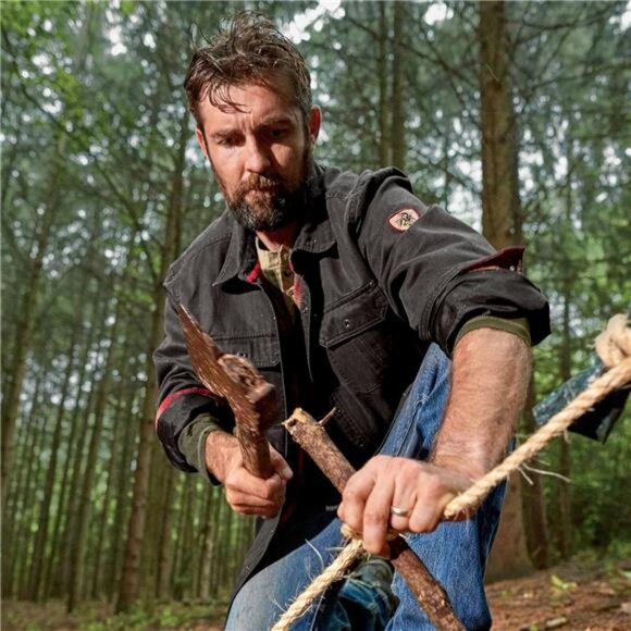 Mens Flannel Lined Shirt Jacket Waxed Cotton Water Resistant Outdoor Work Coat - Picture 3 of 7